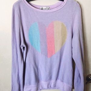 Wildfox Purple Lavender Rainbow Heart Sweater